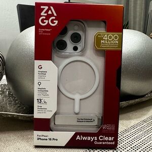ZAGG Always Clear Case with Kickstand for iPhone 16 Pro - White